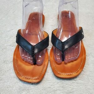 Ugg Black‎ Tan Classic Beachy Luxury Everyday Casual Flip Flop Sandals Woman 10